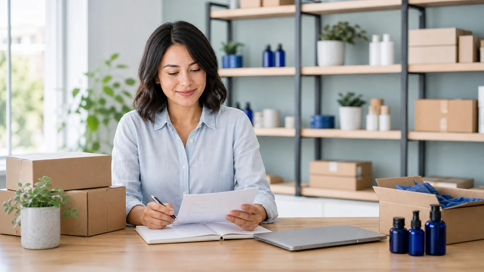 Relaxed Shopify merchant reviewing migration notes before launch