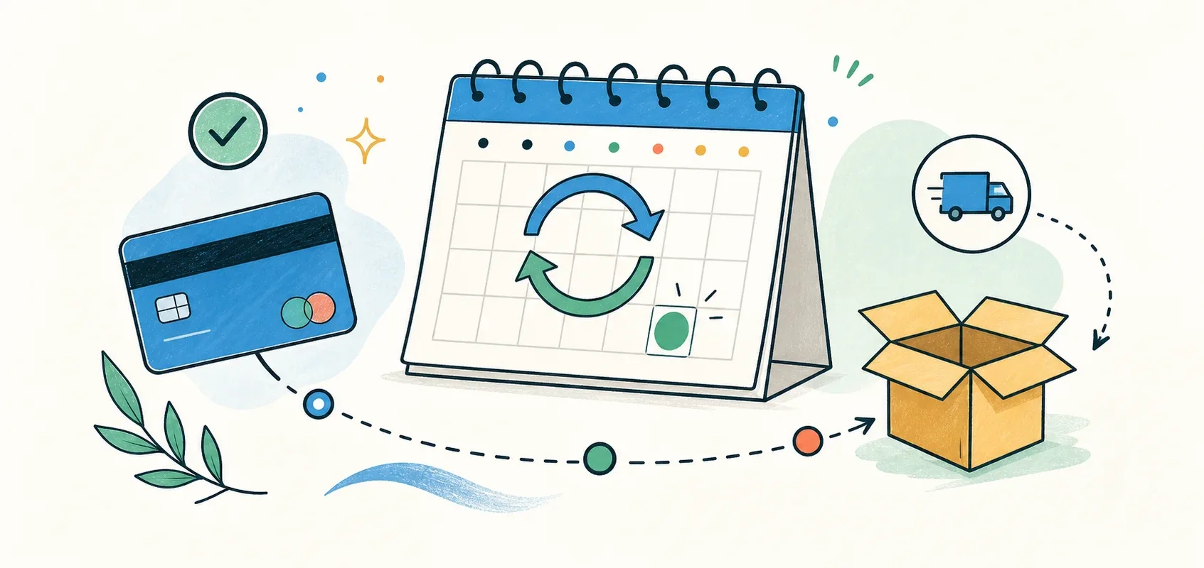 Subscription billing and calendar illustration